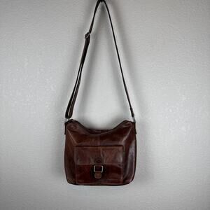 Jack Georges Tuscana Classico Crossbody Hobo Bag Purse Cherry Brown Leather
